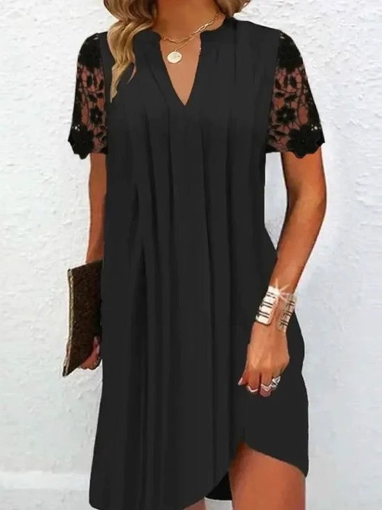 Plain V Neck Party Regular Fit Dress With No