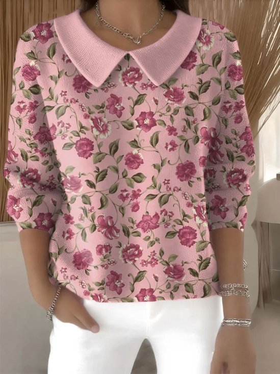 Floral Regular Fit Cotton Casual Sweater
