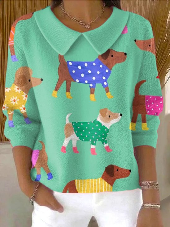 Dog Casual Cotton Shawl Collar Sweater