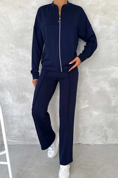 Casual Stand Collar Regular Fit Two-Piece Set