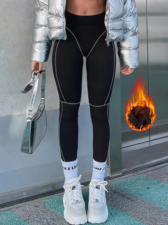 Contrast Color High Waist Plus Velvet Yoga Pants Hip Lift Leggings Fashionable Skinny Pants
