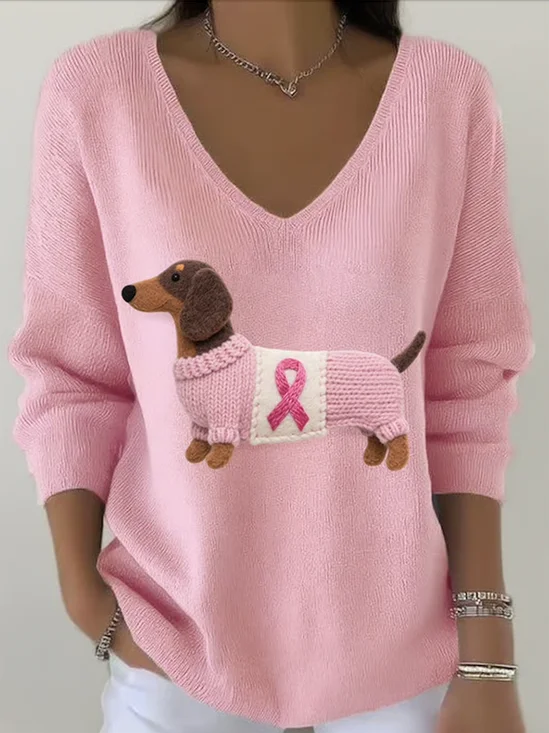 V Neck Casual Regular Fit Sweater