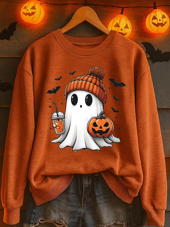 Women'S Casual Halloween Print Sweatshirt