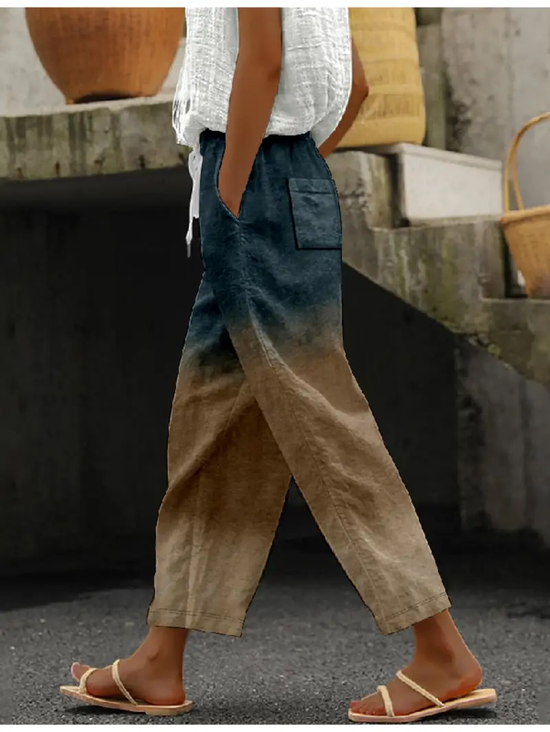Women's  H-Line Baggy Pants Daily Going Out Pants Brown Casual Printing Abstract Spring/Fall Pants