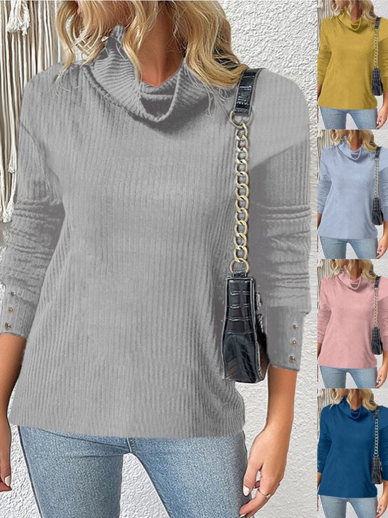 Street Chemical Fiber Blend Plain Sweater