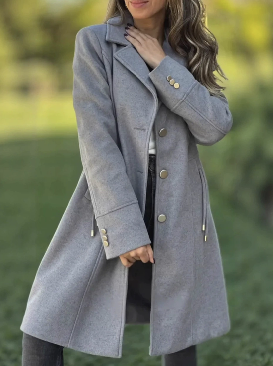 Casual Plain Shawl Collar Trench Coat
