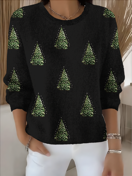 Women's Pullover Sweater Autumn and Winter Christmas Holiday Pattern Top