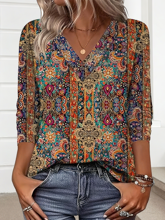 Casual Cotton Regular Fit V Neck T-Shirt