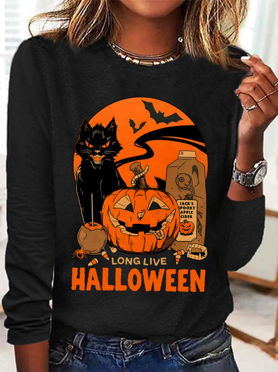 Women's Vintage Halloween Horror Season Long Sleeve T-Shirt