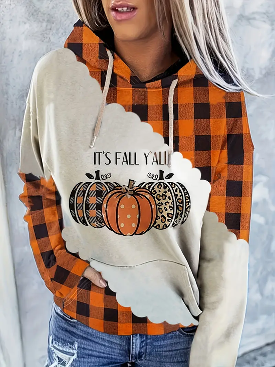 Casual Halloween It's Fall Y'all Printing Hoodie Hoodie
