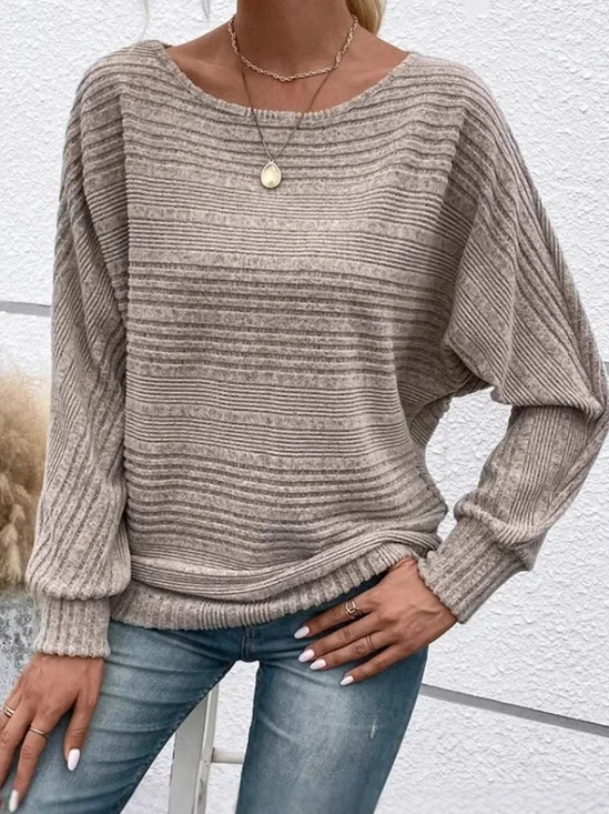 Casual Plain Crew Neck Blouse