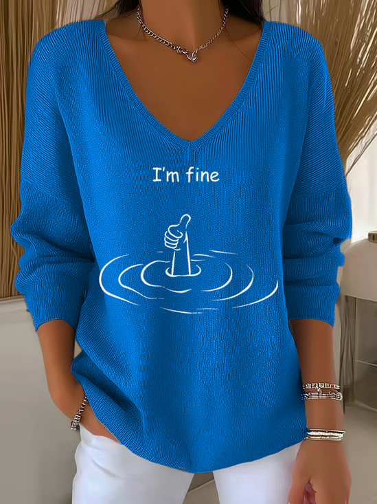 Casual V Neck Regular Fit Sweater