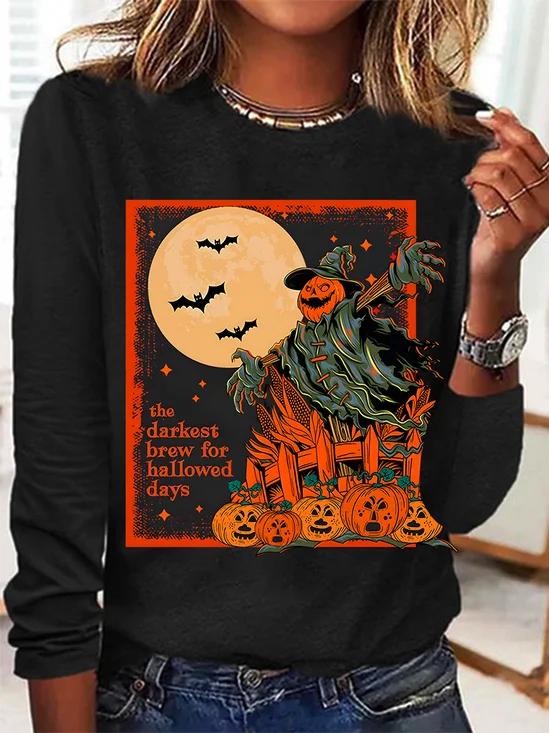 Women's Halloween Scarecrow Long Sleeve T-Shirt