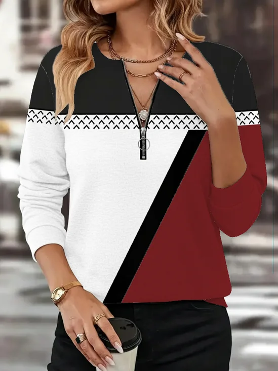 Printing Loose Casual Abstract Sweatshirt