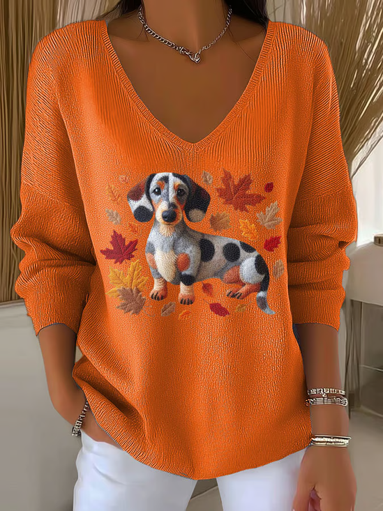 Women's Cute Dog Print Long Sleeve Top