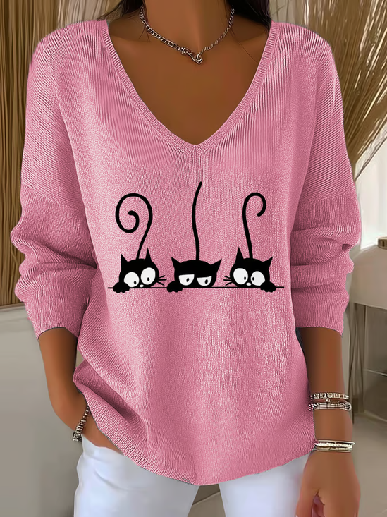 Women's Cute Cat Print Top