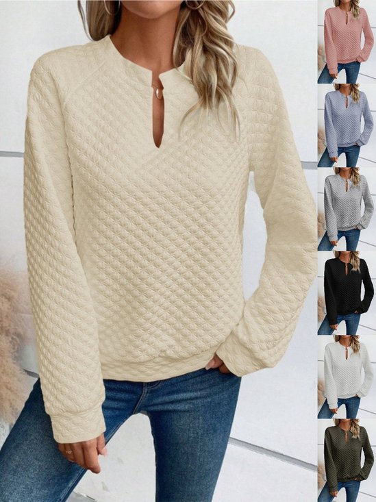Sports Embossed Loose V Neck Sweatshirt