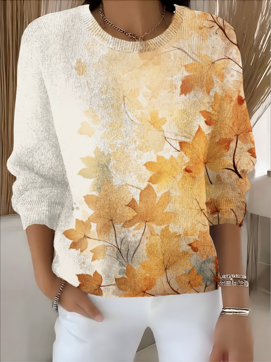 Gradient Pattern Crew Neck Loose Simple Sweater