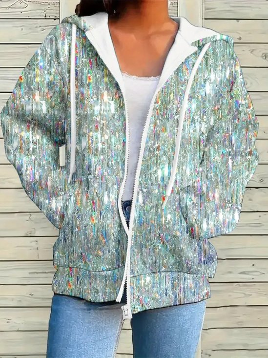 Casual Hoodie Geometric Jacket