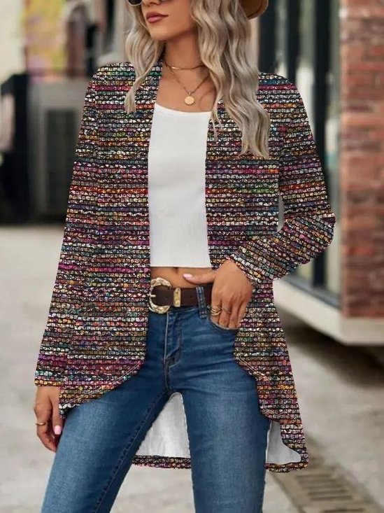 Women's Elegant Lightweight Cardigan Woven Textured Long Sleeve Jacket