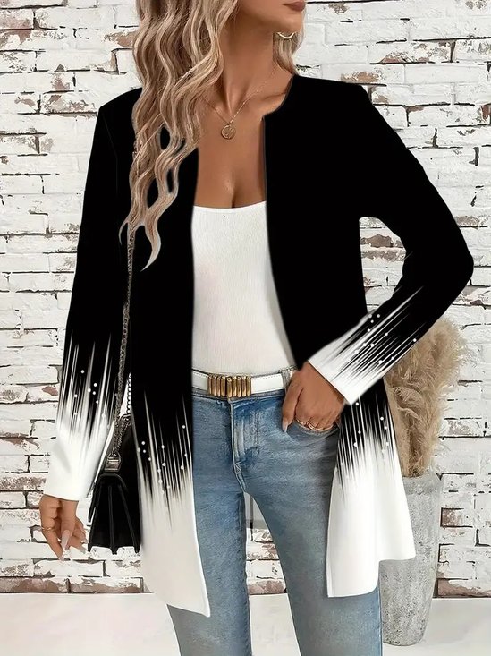 Vintage Crew Neck Loose Gradient Pattern Jacket