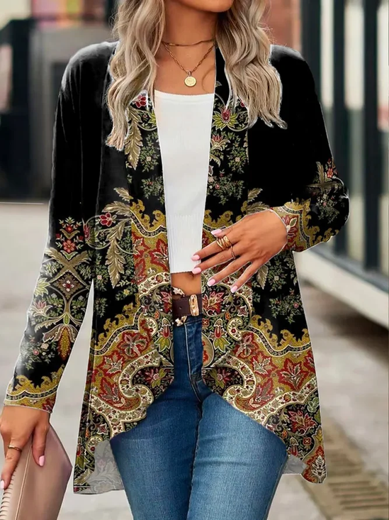 Women's Floral Print Casual Long Sleeve Cardigan