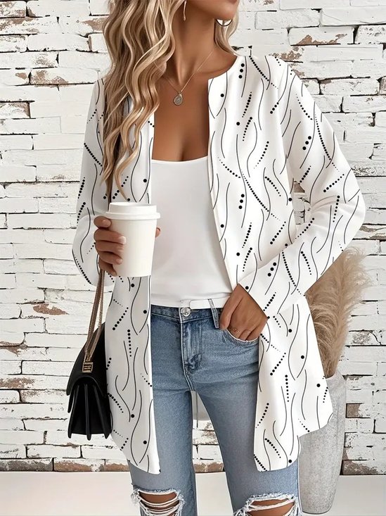Loose Striped Crew Neck Casual Jacket