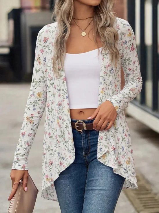 Women's Elegant Lightweight Cardigan Vintage Print Long Sleeve Jacket