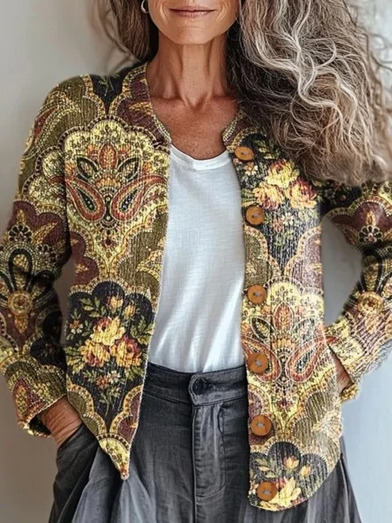 Peasant Geometric Knitted Cardigan