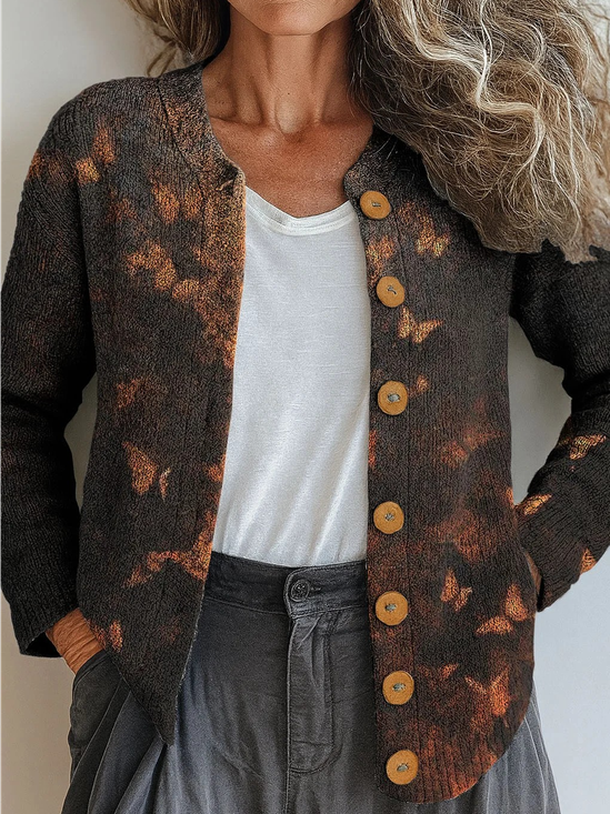 Loose Knitted Butterfly Peasant Cardigan
