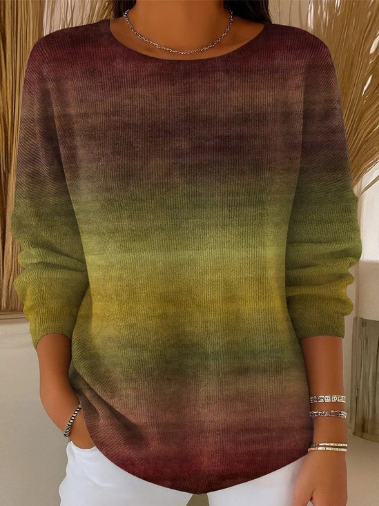 Loose Imitation Cashmere Crew Neck Vintage Sweater