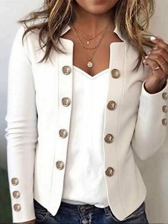 Urban Buttoned Plain Notched Blazer