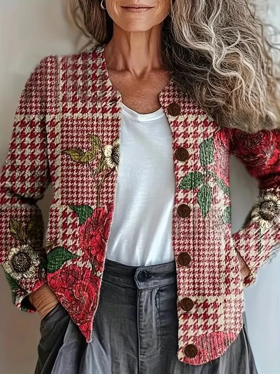 Loose Crew Neck Ethnic Cardigan