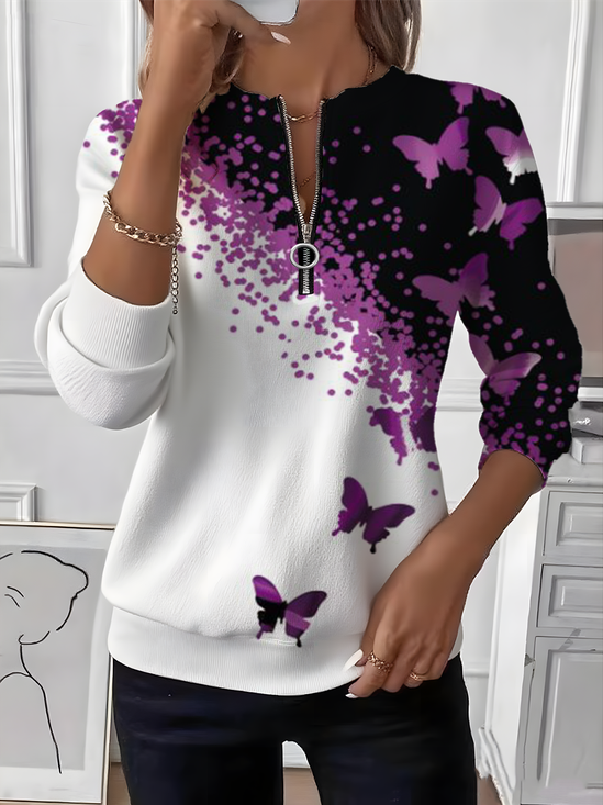 Crew Neck Loose Butterfly Vintage Sweater