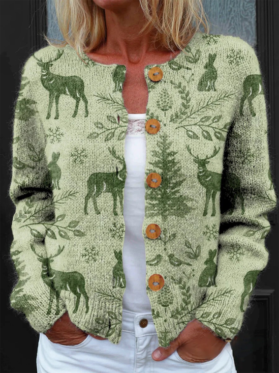 Crew Neck Vintage Knitted Festival Cardigan