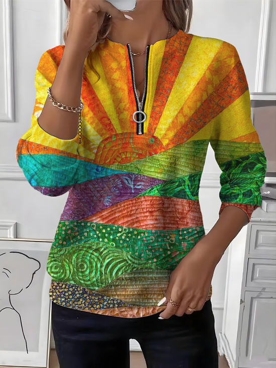 Imitation Cashmere Gradient Pattern Vintage Sweater