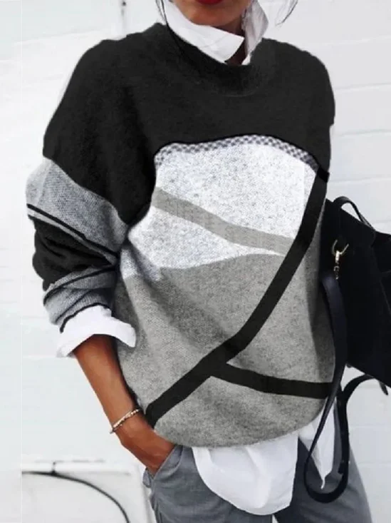 Casual Printing Abstract Regular Fit Sweater