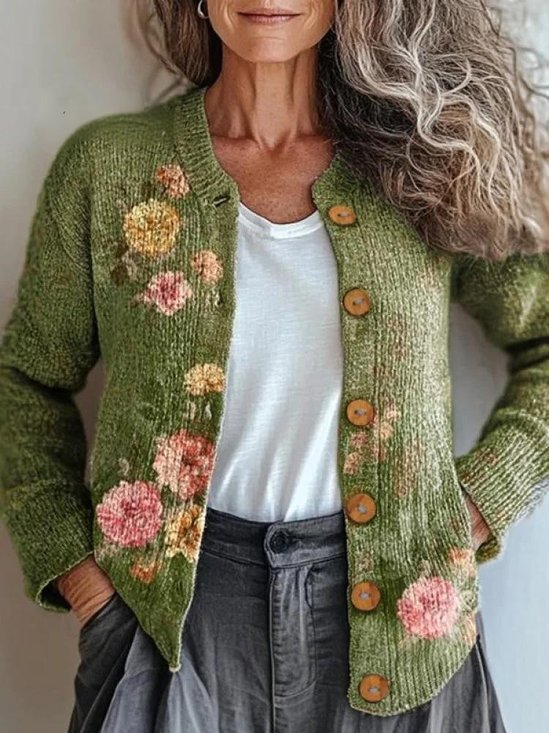Ethnic Loose Gradient Pattern Knitted Cardigan
