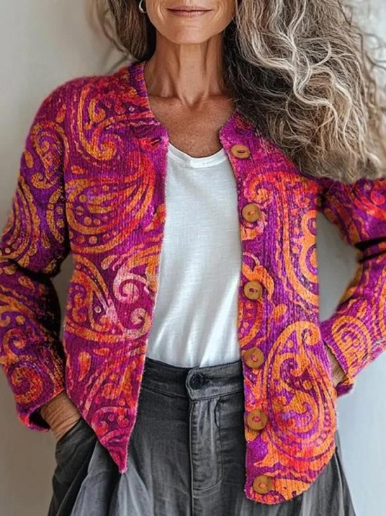 Loose Knitted Crew Neck Vintage Cardigan
