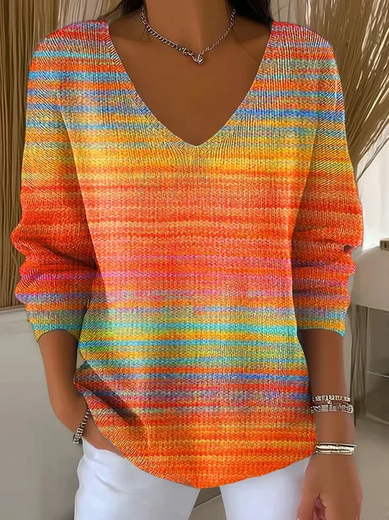 Casual V Neck Regular Fit Cotton Sweater
