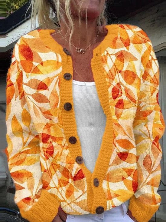 Knitted Casual Crew Neck Loose Cardigan