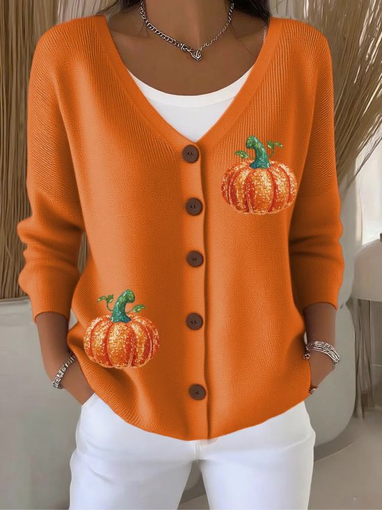 Casual Regular Fit V Neck Cardigan