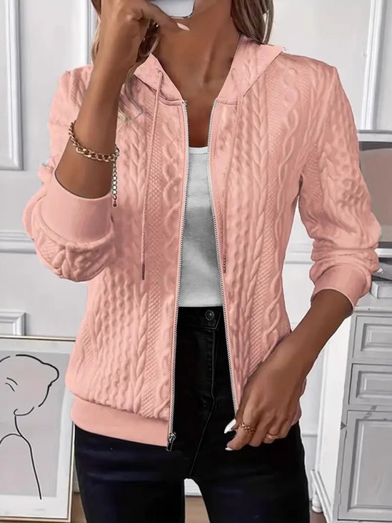 Casual Plain Long Sleeve Hoodie