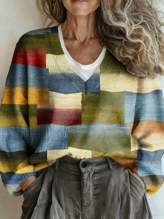 V Neck Casual Sweater