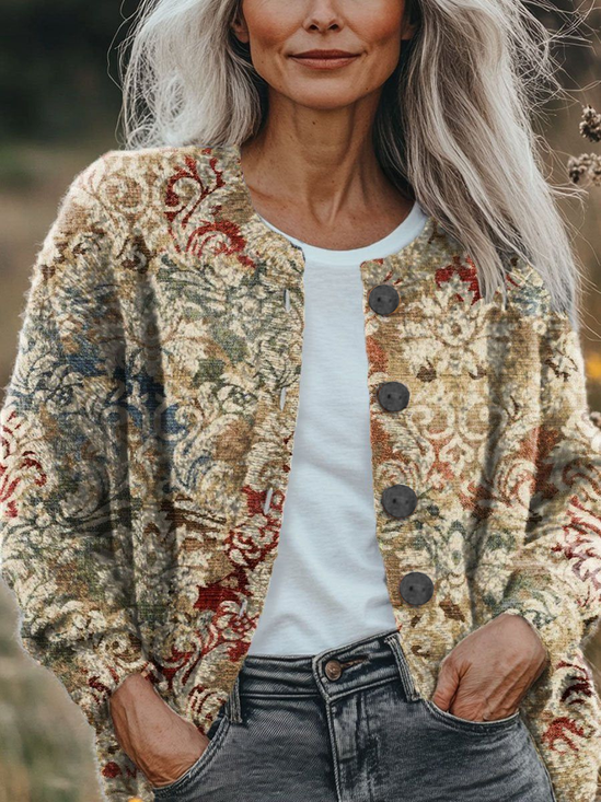 Women's Floral Print Casual Autumn Cardigan