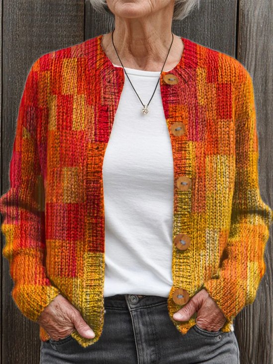 Floral Knitted Vintage Loose Cardigan