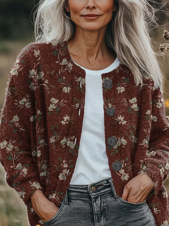 Women's Floral Print Casual Autumn Cardigan