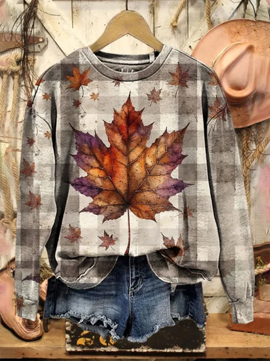 Loose Maple Leaf Casual Sweatshirt