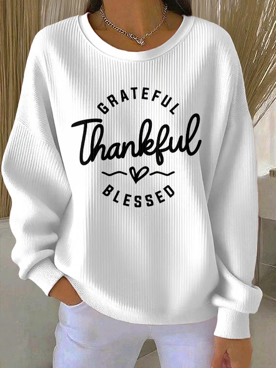 Casual Crew Neck Cotton Sweatshirt