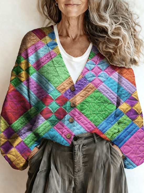 Multicolor Block Casual Cardigan
